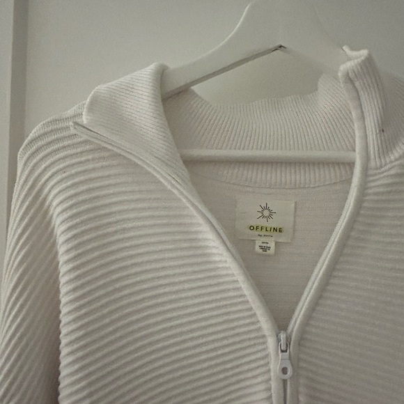White ribbed aerie quarter zip! size small - Picture 5 of 5